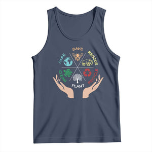 Save Bees Rescue Animals Recycle Plastic Plant Tree Tank Top Earth Day TS11 Navy Print Your Wear