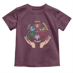 Save Bees Rescue Animals Recycle Plastic Plant Tree Toddler T Shirt Earth Day TS11 Maroon Print Your Wear