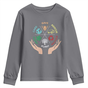 Save Bees Rescue Animals Recycle Plastic Plant Tree Youth Sweatshirt Earth Day TS11 Charcoal Print Your Wear