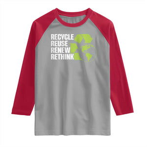 Recycle Reuse Renew Rethink Environmental Activism Raglan Shirt TS11 Sport Gray Red Print Your Wear