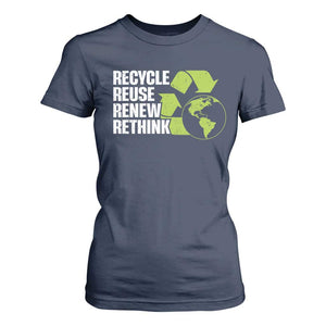 Recycle Reuse Renew Rethink Environmental Activism T Shirt For Women TS11 Navy Print Your Wear