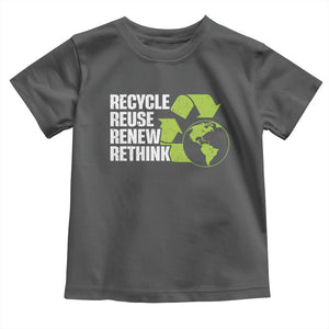 Recycle Reuse Renew Rethink Environmental Activism Toddler T Shirt TS11 Dark Heather Print Your Wear