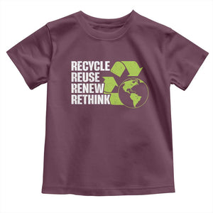 Recycle Reuse Renew Rethink Environmental Activism Toddler T Shirt TS11 Maroon Print Your Wear