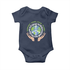 Earth Day Support Your Local Planet Baby Onesie Peace Sign Animals TS11 Navy Print Your Wear