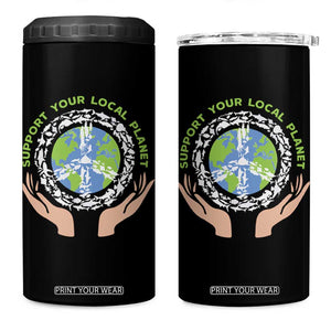 Earth Day Support Your Local Planet 4 in 1 Can Cooler Tumbler Peace Sign Animals TS11 One Size: 16 oz Black Print Your Wear