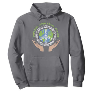 Earth Day Support Your Local Planet Hoodie Peace Sign Animals TS11 Charcoal Print Your Wear