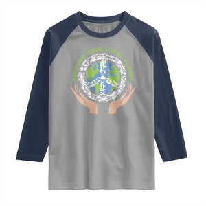 Earth Day Support Your Local Planet Raglan Shirt Peace Sign Animals TS11 Sport Gray Navy Print Your Wear