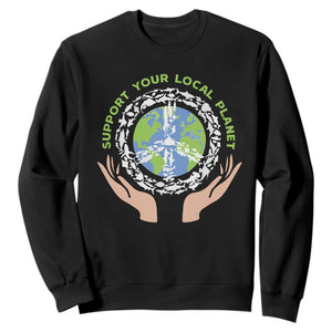 Earth Day Support Your Local Planet Sweatshirt Peace Sign Animals TS11 Black Print Your Wear