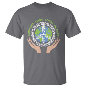 Earth Day Support Your Local Planet T Shirt Peace Sign Animals TS11 Charcoal Print Your Wear