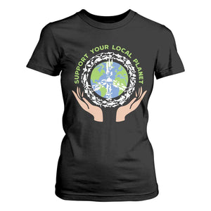 Earth Day Support Your Local Planet T Shirt For Women Peace Sign Animals TS11 Black Print Your Wear