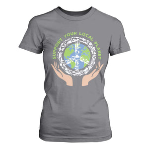 Earth Day Support Your Local Planet T Shirt For Women Peace Sign Animals TS11 Charcoal Print Your Wear