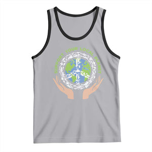 Earth Day Support Your Local Planet Tank Top Peace Sign Animals TS11 Athletic Heather Black Print Your Wear