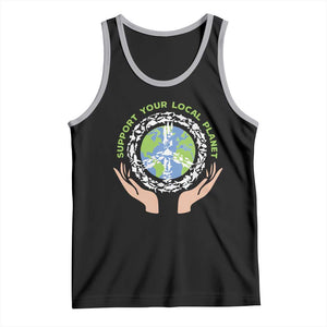 Earth Day Support Your Local Planet Tank Top Peace Sign Animals TS11 Black Athletic Heather Print Your Wear