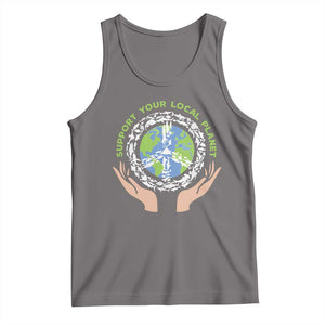 Earth Day Support Your Local Planet Tank Top Peace Sign Animals TS11 Deep Heather Print Your Wear
