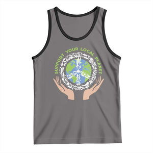 Earth Day Support Your Local Planet Tank Top Peace Sign Animals TS11 Deep Heather Black Print Your Wear