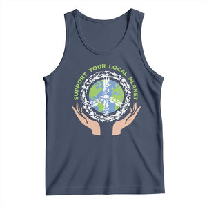 Earth Day Support Your Local Planet Tank Top Peace Sign Animals TS11 Navy Print Your Wear