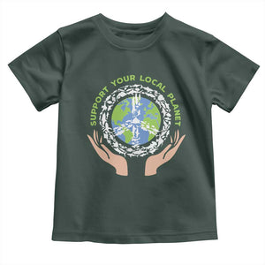 Earth Day Support Your Local Planet Toddler T Shirt Peace Sign Animals TS11 Dark Forest Green Print Your Wear