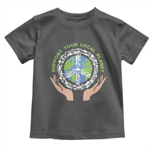 Earth Day Support Your Local Planet Toddler T Shirt Peace Sign Animals TS11 Dark Heather Print Your Wear
