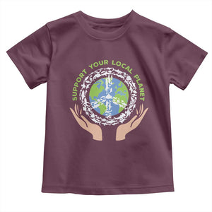 Earth Day Support Your Local Planet Toddler T Shirt Peace Sign Animals TS11 Maroon Print Your Wear