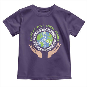 Earth Day Support Your Local Planet Toddler T Shirt Peace Sign Animals TS11 Purple Print Your Wear