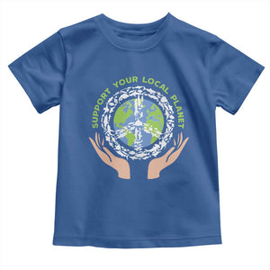 Earth Day Support Your Local Planet Toddler T Shirt Peace Sign Animals TS11 Royal Blue Print Your Wear