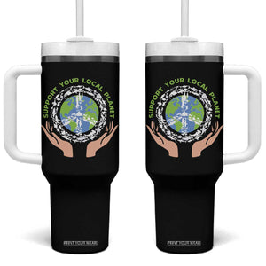 Earth Day Support Your Local Planet Tumbler With Handle Peace Sign Animals TS11 One Size: 40 oz Black Print Your Wear
