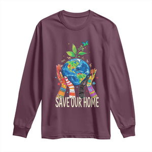 Save Our Home Animals Wildlife Conservation Earth Day Long Sleeve Shirt TS11 Maroon Print Your Wear