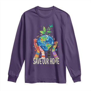 Save Our Home Animals Wildlife Conservation Earth Day Long Sleeve Shirt TS11 Purple Print Your Wear
