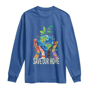 Save Our Home Animals Wildlife Conservation Earth Day Long Sleeve Shirt TS11 Royal Blue Print Your Wear