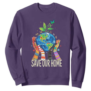 Save Our Home Animals Wildlife Conservation Earth Day Sweatshirt TS11 Purple Print Your Wear