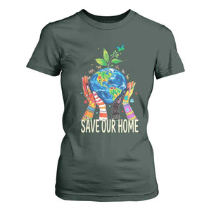 Save Our Home Animals Wildlife Conservation Earth Day T Shirt For Women TS11 Dark Forest Green Print Your Wear