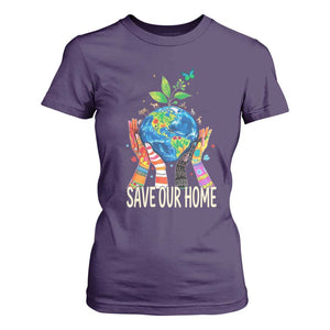 Save Our Home Animals Wildlife Conservation Earth Day T Shirt For Women TS11 Purple Print Your Wear