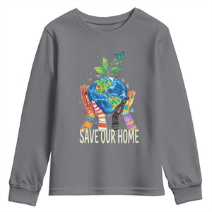 Save Our Home Animals Wildlife Conservation Earth Day Youth Sweatshirt TS11 Charcoal Print Your Wear