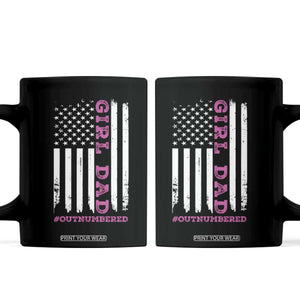 Funny Girl Dad Outnumbered Coffee Mug Vintage American Flag Father's Day TS11 Black Print Your Wear