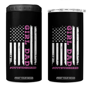 Funny Girl Dad Outnumbered 4 in 1 Can Cooler Tumbler Vintage American Flag Father's Day TS11 One Size: 16 oz Black Print Your Wear