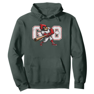 Go Cardinal Playing Baseball Graphic Hoodie for Sports Fan TS11 Dark Forest Green Print Your Wear