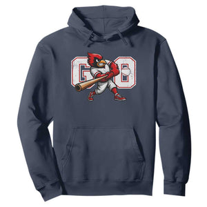 Go Cardinal Playing Baseball Graphic Hoodie for Sports Fan TS11 Navy Print Your Wear