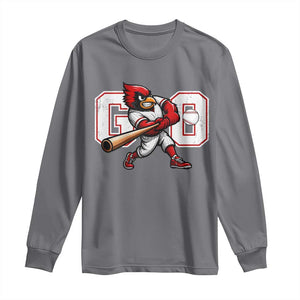 Go Cardinal Playing Baseball Graphic Long Sleeve Shirt for Sports Fan TS11 Charcoal Print Your Wear