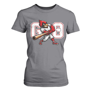 Go Cardinal Playing Baseball Graphic T Shirt For Women for Sports Fan TS11 Charcoal Print Your Wear