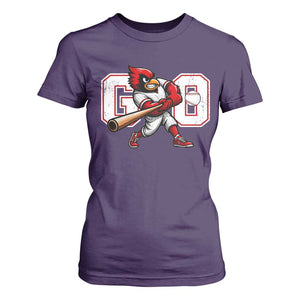 Go Cardinal Playing Baseball Graphic T Shirt For Women for Sports Fan TS11 Purple Print Your Wear