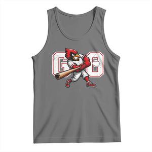 Go Cardinal Playing Baseball Graphic Tank Top for Sports Fan TS11 Black Heather Print Your Wear