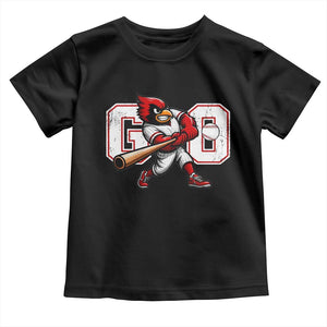 Go Cardinal Playing Baseball Graphic Toddler T Shirt for Sports Fan TS11 Black Print Your Wear
