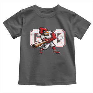 Go Cardinal Playing Baseball Graphic Toddler T Shirt for Sports Fan TS11 Dark Heather Print Your Wear