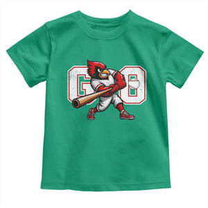 Go Cardinal Playing Baseball Graphic Toddler T Shirt for Sports Fan TS11 Irish Green Print Your Wear