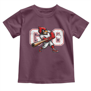Go Cardinal Playing Baseball Graphic Toddler T Shirt for Sports Fan TS11 Maroon Print Your Wear