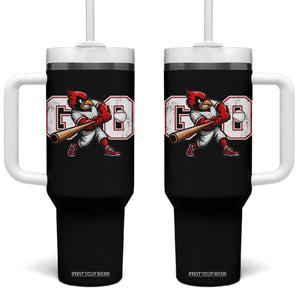 Go Cardinal Playing Baseball Graphic Tumbler With Handle for Sports Fan TS11 One Size: 40 oz Black Print Your Wear