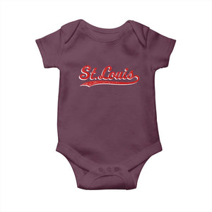 St Louis Sports Script Retro Baseball Lovers Proud City Baby Onesie TS11 Maroon Print Your Wear