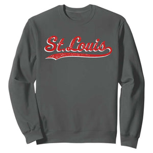 St Louis Sports Script Retro Baseball Lovers Proud City Sweatshirt TS11 Dark Heather Print Your Wear