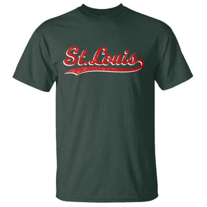 St Louis Sports Script Retro Baseball Lovers Proud City T Shirt TS11 Dark Forest Green Print Your Wear