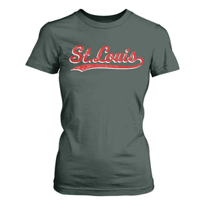 St Louis Sports Script Retro Baseball Lovers Proud City T Shirt For Women TS11 Dark Forest Green Print Your Wear